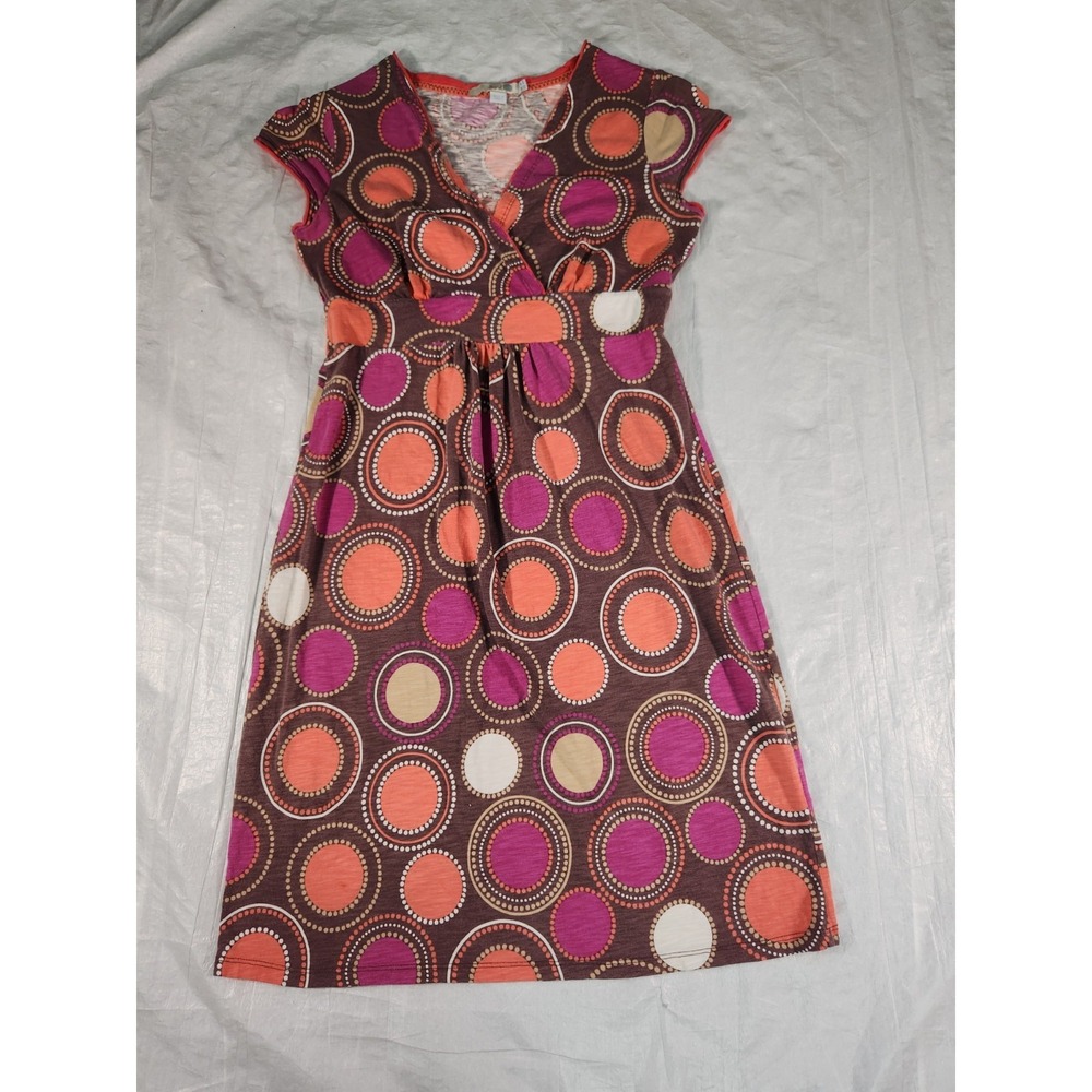 Boden Frances Fit And Flare Dress 4 4P Pink Brown Polka Dot Jersey Cotton Womens